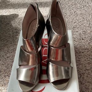 Vince Camuto mirror sandals. Size 8 1/2. Back zip. Elegant.